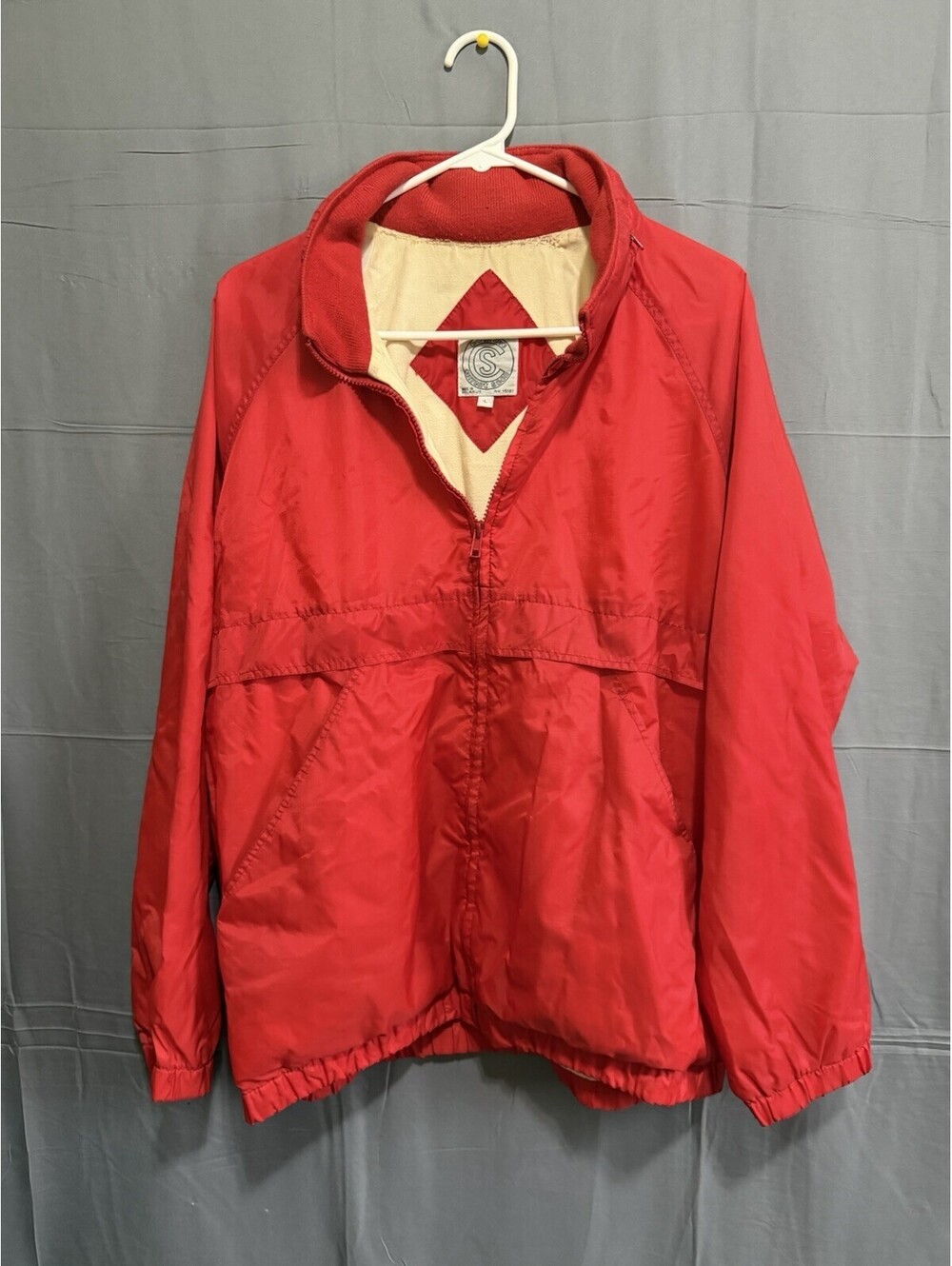 Vintage 80-90s Current Seen Red Windbreaker Jacket Full YKK Zip Sz Lg